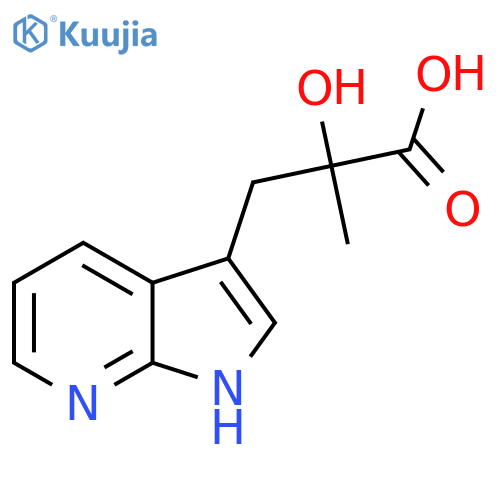 2-hydroxy-2-methyl-3-{1H-pyrrolo2,3-bpyridin-3-yl}propanoic acid structure