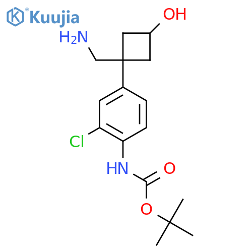 tert-butyl N-{4-1-(aminomethyl)-3-hydroxycyclobutyl-2-chlorophenyl}carbamate structure
