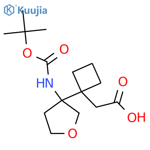2-1-(3-{(tert-butoxy)carbonylamino}oxolan-3-yl)cyclobutylacetic acid structure