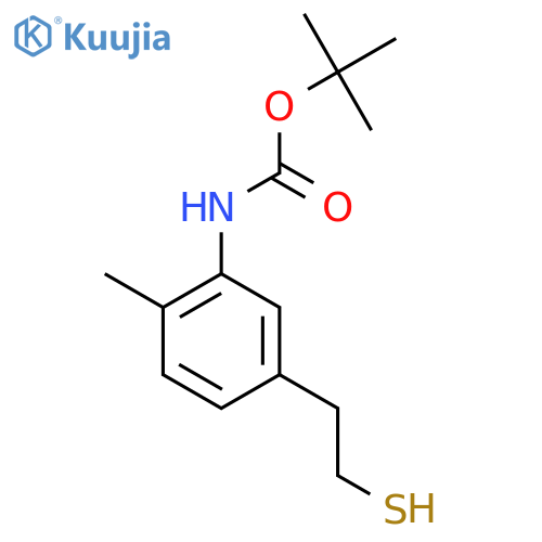 tert-butyl N-2-methyl-5-(2-sulfanylethyl)phenylcarbamate structure