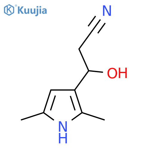 3-(2,5-dimethyl-1H-pyrrol-3-yl)-3-hydroxypropanenitrile structure
