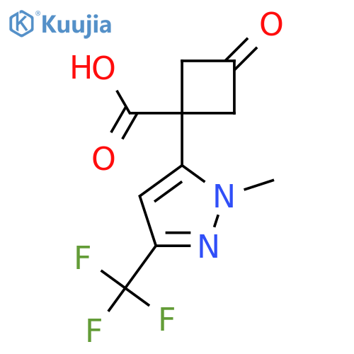 1-1-methyl-3-(trifluoromethyl)-1H-pyrazol-5-yl-3-oxocyclobutane-1-carboxylic acid structure