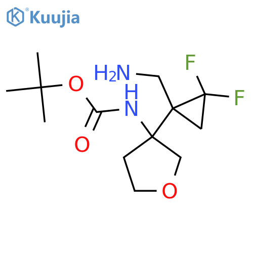 tert-butyl N-{3-1-(aminomethyl)-2,2-difluorocyclopropyloxolan-3-yl}carbamate structure