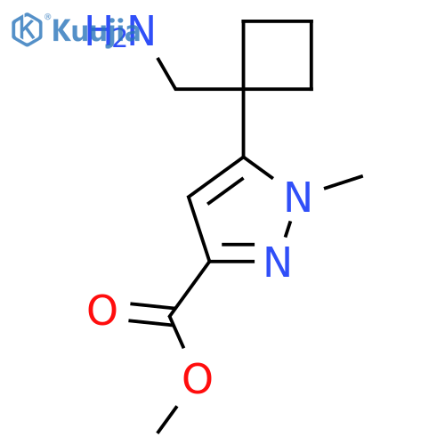 methyl 5-[1-(aminomethyl)cyclobutyl]-1-methyl-1H-pyrazole-3-carboxylate structure