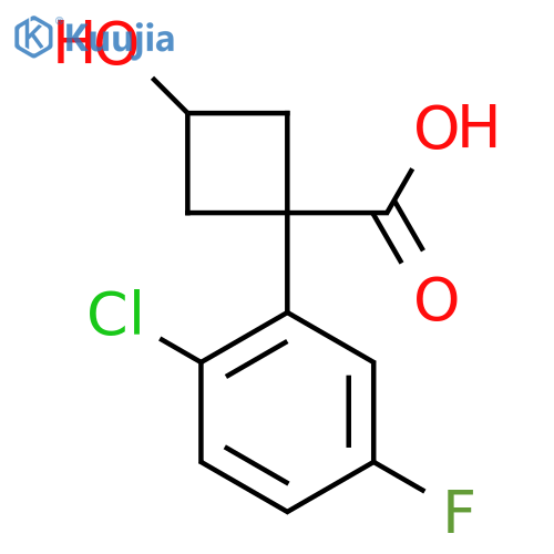 1-(2-chloro-5-fluorophenyl)-3-hydroxycyclobutane-1-carboxylic acid structure
