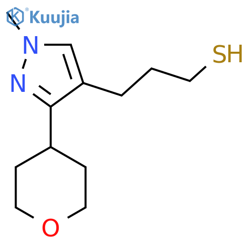 3-1-methyl-3-(oxan-4-yl)-1H-pyrazol-4-ylpropane-1-thiol structure