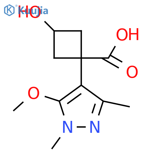 3-hydroxy-1-(5-methoxy-1,3-dimethyl-1H-pyrazol-4-yl)cyclobutane-1-carboxylic acid structure