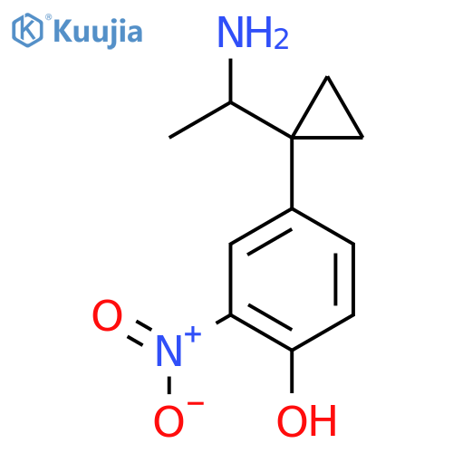 4-1-(1-aminoethyl)cyclopropyl-2-nitrophenol structure