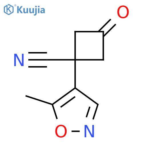 1-(5-methyl-1,2-oxazol-4-yl)-3-oxocyclobutane-1-carbonitrile structure