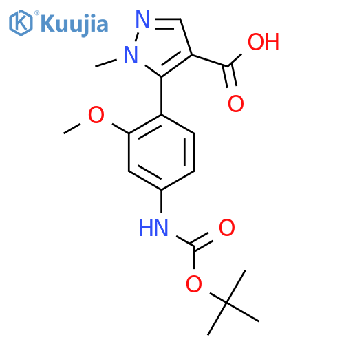 5-(4-{(tert-butoxy)carbonylamino}-2-methoxyphenyl)-1-methyl-1H-pyrazole-4-carboxylic acid structure
