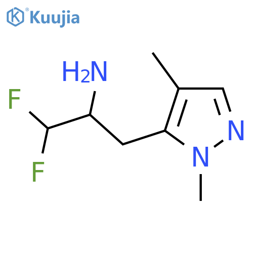 3-(1,4-dimethyl-1H-pyrazol-5-yl)-1,1-difluoropropan-2-amine structure
