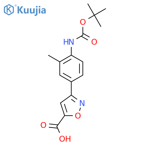 3-(4-{(tert-butoxy)carbonylamino}-3-methylphenyl)-1,2-oxazole-5-carboxylic acid structure