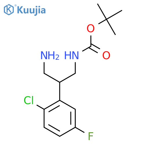 tert-butyl N-3-amino-2-(2-chloro-5-fluorophenyl)propylcarbamate structure