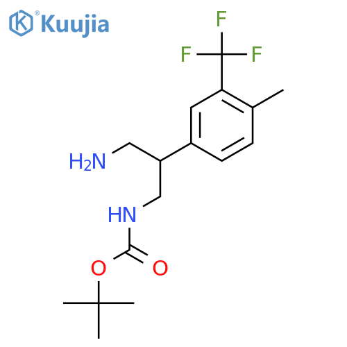 tert-butyl N-{3-amino-2-4-methyl-3-(trifluoromethyl)phenylpropyl}carbamate structure