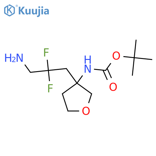 tert-butyl N-3-(3-amino-2,2-difluoropropyl)oxolan-3-ylcarbamate structure