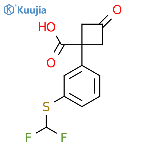 1-{3-(difluoromethyl)sulfanylphenyl}-3-oxocyclobutane-1-carboxylic acid structure
