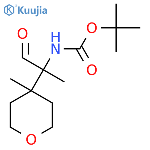 tert-butyl N-2-(4-methyloxan-4-yl)-1-oxopropan-2-ylcarbamate structure