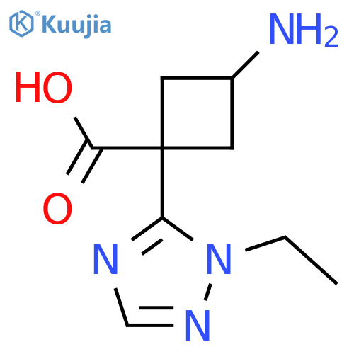3-amino-1-(1-ethyl-1H-1,2,4-triazol-5-yl)cyclobutane-1-carboxylic acid structure