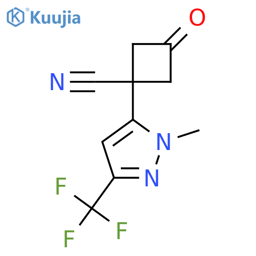 1-1-methyl-3-(trifluoromethyl)-1H-pyrazol-5-yl-3-oxocyclobutane-1-carbonitrile structure