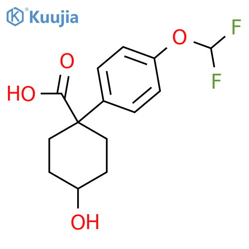 1-4-(difluoromethoxy)phenyl-4-hydroxycyclohexane-1-carboxylic acid structure