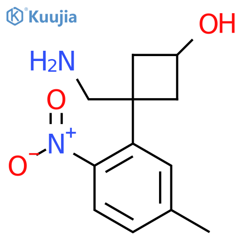 3-(aminomethyl)-3-(5-methyl-2-nitrophenyl)cyclobutan-1-ol structure
