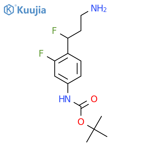 tert-butyl N-4-(3-amino-1-fluoropropyl)-3-fluorophenylcarbamate structure
