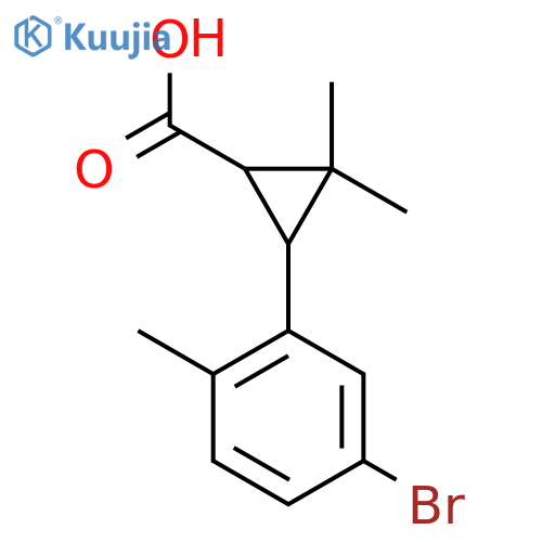 3-(5-bromo-2-methylphenyl)-2,2-dimethylcyclopropane-1-carboxylic acid structure