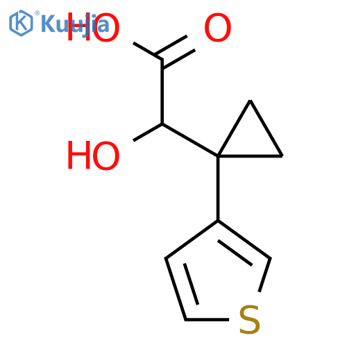 2-hydroxy-2-1-(thiophen-3-yl)cyclopropylacetic acid structure