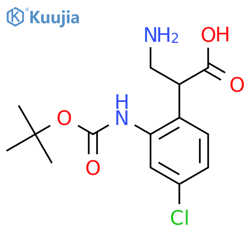 3-amino-2-(2-{(tert-butoxy)carbonylamino}-4-chlorophenyl)propanoic acid structure