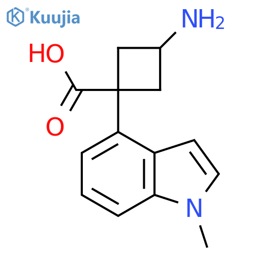 3-amino-1-(1-methyl-1H-indol-4-yl)cyclobutane-1-carboxylic acid structure