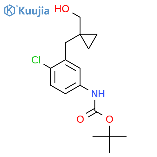 tert-butyl N-(4-chloro-3-{1-(hydroxymethyl)cyclopropylmethyl}phenyl)carbamate structure