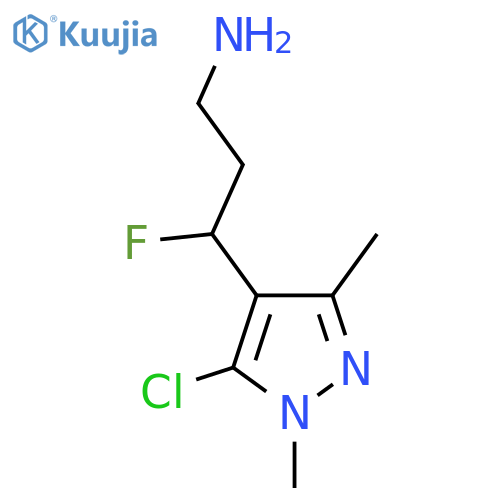 3-(5-chloro-1,3-dimethyl-1H-pyrazol-4-yl)-3-fluoropropan-1-amine structure