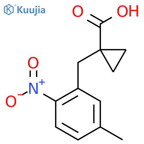 1-(5-methyl-2-nitrophenyl)methylcyclopropane-1-carboxylic acid structure