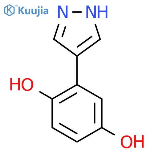 2-(1H-pyrazol-4-yl)benzene-1,4-diol structure