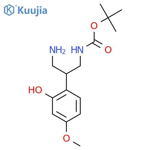 tert-butyl N-3-amino-2-(2-hydroxy-4-methoxyphenyl)propylcarbamate structure