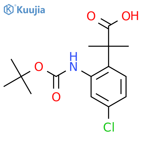 2-(2-{(tert-butoxy)carbonylamino}-4-chlorophenyl)-2-methylpropanoic acid structure