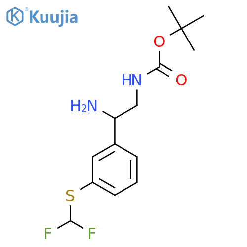 tert-butyl N-(2-amino-2-{3-(difluoromethyl)sulfanylphenyl}ethyl)carbamate structure