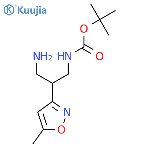 tert-butyl N-3-amino-2-(5-methyl-1,2-oxazol-3-yl)propylcarbamate structure