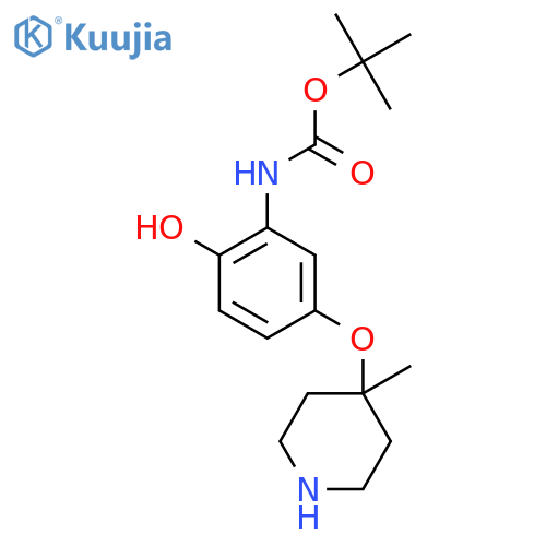 tert-butyl N-{2-hydroxy-5-(4-methylpiperidin-4-yl)oxyphenyl}carbamate structure