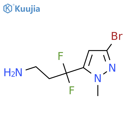 3-(3-bromo-1-methyl-1H-pyrazol-5-yl)-3,3-difluoropropan-1-amine structure