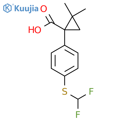1-{4-(difluoromethyl)sulfanylphenyl}-2,2-dimethylcyclopropane-1-carboxylic acid structure