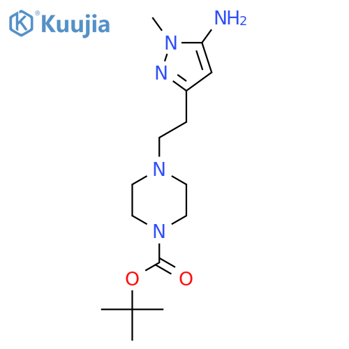 tert-butyl 4-2-(5-amino-1-methyl-1H-pyrazol-3-yl)ethylpiperazine-1-carboxylate structure