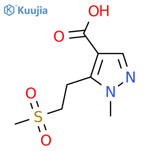 5-(2-methanesulfonylethyl)-1-methyl-1H-pyrazole-4-carboxylic acid structure