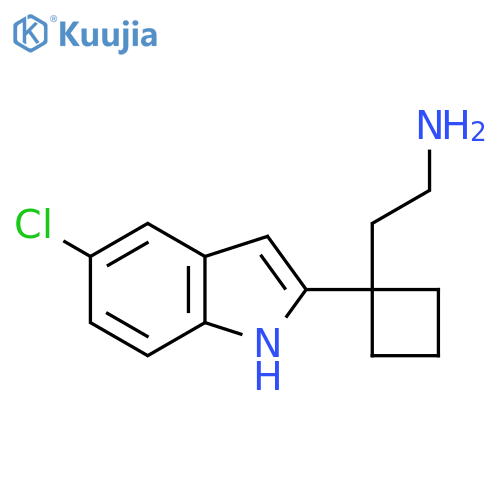 2-1-(5-chloro-1H-indol-2-yl)cyclobutylethan-1-amine structure