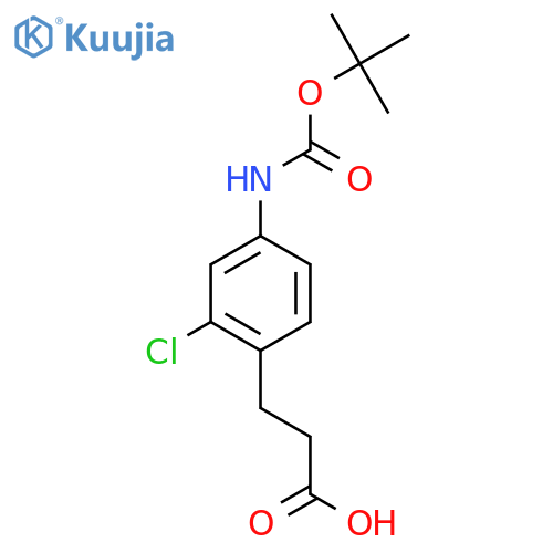 3-(4-{(tert-butoxy)carbonylamino}-2-chlorophenyl)propanoic acid structure
