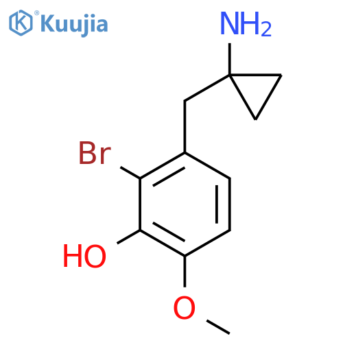 3-(1-aminocyclopropyl)methyl-2-bromo-6-methoxyphenol structure