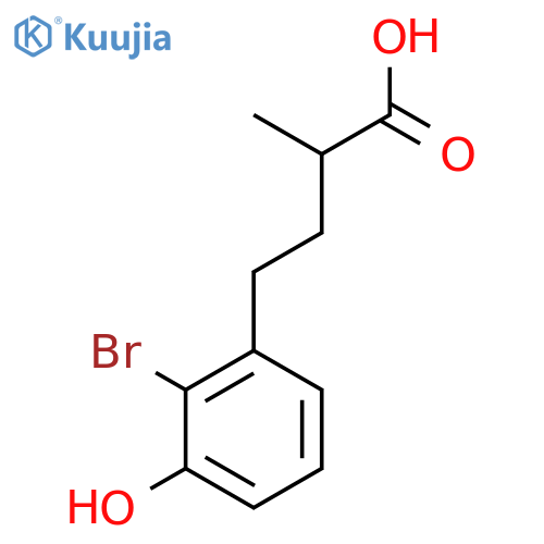 4-(2-bromo-3-hydroxyphenyl)-2-methylbutanoic acid structure