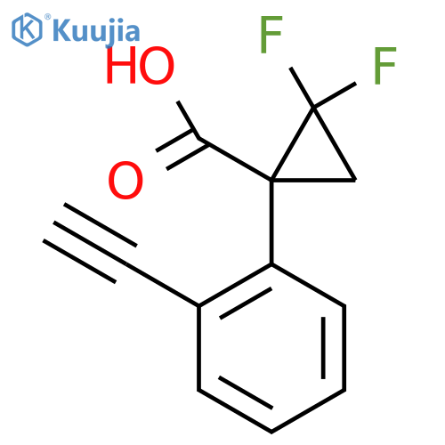 1-(2-ethynylphenyl)-2,2-difluorocyclopropane-1-carboxylic acid structure