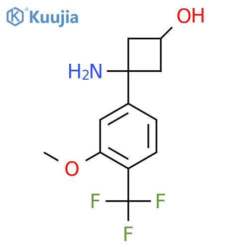 3-amino-3-3-methoxy-4-(trifluoromethyl)phenylcyclobutan-1-ol structure