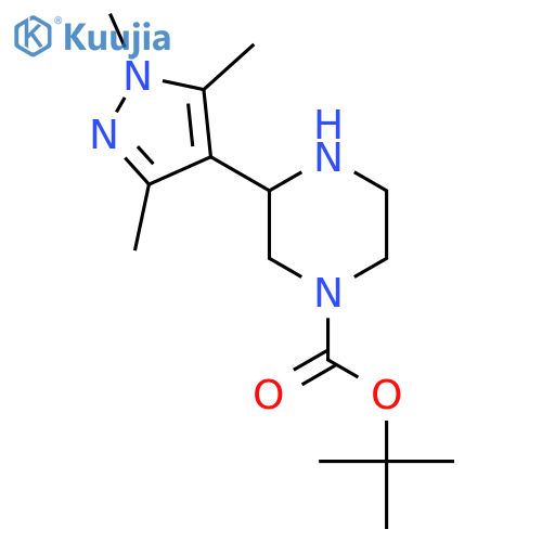 tert-butyl 3-(trimethyl-1H-pyrazol-4-yl)piperazine-1-carboxylate structure